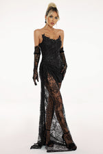 Load image into Gallery viewer, Thandiwe Lace Strapless Maxi Dress