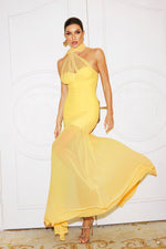 Load image into Gallery viewer, Ulasa Sleeveless Ruched Mesh Maxi Dress