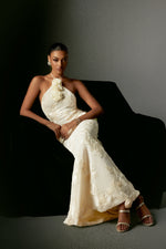 Load image into Gallery viewer, Griselda Flr Halter Embroidery Maxi Dress - White