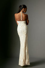 Load image into Gallery viewer, Griselda Flr Halter Embroidery Maxi Dress - White