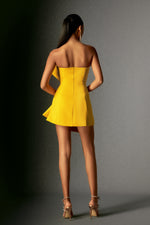 Load image into Gallery viewer, Majrela Bowknot Strapless Mini Dress - Yellow