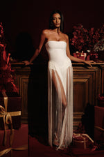Load image into Gallery viewer, Valentina Strapless Fringe Dress - White