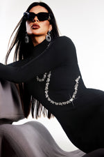 Load image into Gallery viewer, Hutuny Diamond Setting Long Sleeve Bandage Maxi Dress