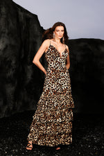 Load image into Gallery viewer, Zambezi Deep-V Sleeveless Ruffled Backless Maxi Dress