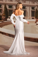 Load image into Gallery viewer, Dotty One Shoulder Long Sleeves Hollow High Slit Satin Maxi Dress