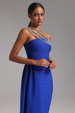 Load image into Gallery viewer, Marcella One Shoulder Diamond Bandage Maxi Dress