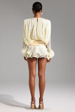 Load image into Gallery viewer, Dekia Long Sleeve Hollow Out Flounce Mini Dress