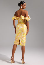 Load image into Gallery viewer, Merrit Off-the-Shoulder Jacquard Midi Dress