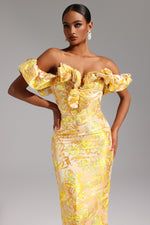 Load image into Gallery viewer, Merrit Off-the-Shoulder Jacquard Midi Dress