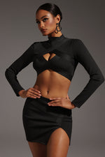 Load image into Gallery viewer, Sinai Long Sleeves Hollow Out Slit Bandage Mini Two-Piece Set