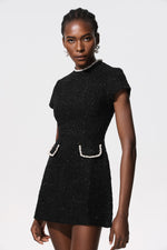 Load image into Gallery viewer, Quincy Short Sleeve Diamond Mini Dress