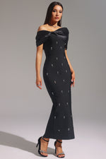Load image into Gallery viewer, Palez Sleeveless One Shoulder Diamond Bow Bandage Maxi Dress