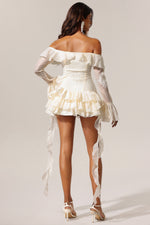 Load image into Gallery viewer, Wenie Off-the-Shoulder Long Sleeve Flounce Mini Dress
