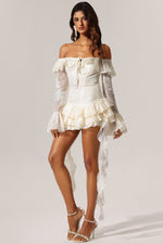 Load image into Gallery viewer, Wenie Off-the-Shoulder Long Sleeve Flounce Mini Dress