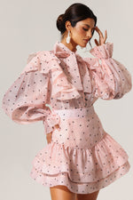 Load image into Gallery viewer, Sahara Rufflede Dot Printed Bowknot Top And Skirt Two-Piece Set