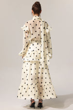 Load image into Gallery viewer, Rode Dot Printed Folds Long Sleeves Top And Skirt Two-Piece Set