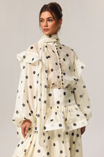 Load image into Gallery viewer, Rode Dot Printed Folds Long Sleeves Top And Skirt Two-Piece Set