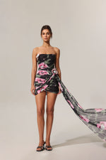 Load image into Gallery viewer, Orli Printed Flowers Streamer Mini Dress