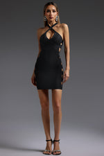 Load image into Gallery viewer, Veren Halter Sleeveless V-Neck Hollow Out Bandage Mini Dress