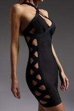 Load image into Gallery viewer, Veren Halter Sleeveless V-Neck Hollow Out Bandage Mini Dress
