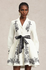 Load image into Gallery viewer, Sarah Long Sleeve Floral Printed Bowknot Shirt Mini Dress