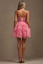 Load image into Gallery viewer, Daware Sleeveless Flower Printed Hollow Out Folds Mini Dress