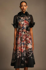 Load image into Gallery viewer, Haliya Short Sleeves Flowers Printed Midi Dress