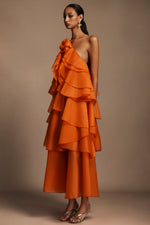Load image into Gallery viewer, Jesmin Sleeveless Flower Layered Folds Maxi Dress