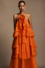 Load image into Gallery viewer, Jesmin Sleeveless Flower Layered Folds Maxi Dress