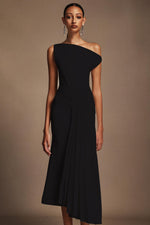 Load image into Gallery viewer, Juny Oblique Shoulder Sleeveless Folds Midi Dress