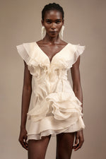 Load image into Gallery viewer, Loulia V-Neck Sleeveless Folds Mini Dress