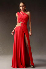 Load image into Gallery viewer, Xlyia High Slit Hollowed-out Maxi Dress