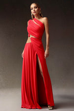 Load image into Gallery viewer, Xlyia High Slit Hollowed-out Maxi Dress