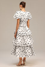Load image into Gallery viewer, Nasim Puff Sleeves Dot Printed Top And Skirt Two-Piece Set