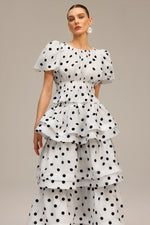 Load image into Gallery viewer, Nasim Puff Sleeves Dot Printed Top And Skirt Two-Piece Set