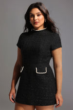 Load image into Gallery viewer, Quincy Short Sleeve Diamond Mini Dress