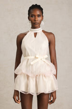 Load image into Gallery viewer, Erica Pearl Sleeveless Bowknot Puff Mini Dress