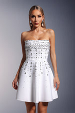 Load image into Gallery viewer, Kalic Strapless Diamond Bandage Mini Dress