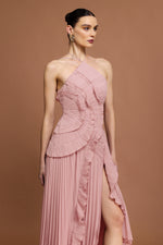 Load image into Gallery viewer, Ravaza Sleeveless Folds Slit Maxi Dress