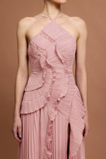 Load image into Gallery viewer, Ravaza Sleeveless Folds Slit Maxi Dress
