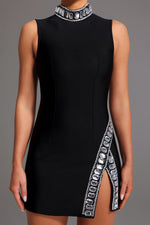 Load image into Gallery viewer, Kianala Bandage Sleeveless High Neck Diamond Slit Mini Dress