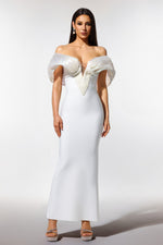 Load image into Gallery viewer, Sharina Off-The-Shoulder Pearl Bandage Maxi Dress