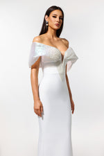 Load image into Gallery viewer, Sharina Off-The-Shoulder Pearl Bandage Maxi Dress