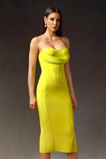 Load image into Gallery viewer, Suku Sleeveless Fish Bone Bandage Midi Dress