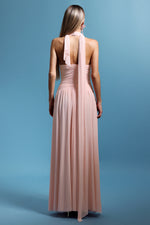 Load image into Gallery viewer, Sharian Sleevess Halter Hollowed out Flowers Maxi Dress