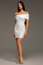 Load image into Gallery viewer, Verney Off The Shoulder Bow Diamond Bandage Mini Dress
