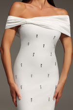 Load image into Gallery viewer, Verney Off The Shoulder Bow Diamond Bandage Mini Dress