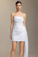 Load image into Gallery viewer, Vali Strapless pleated ribbon mini skirt