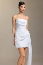 Load image into Gallery viewer, Vali Strapless pleated ribbon mini skirt