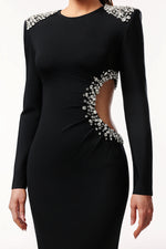 Load image into Gallery viewer, Oliay Long Sleeves Hollow Out Diamond Bandage Maxi Dress